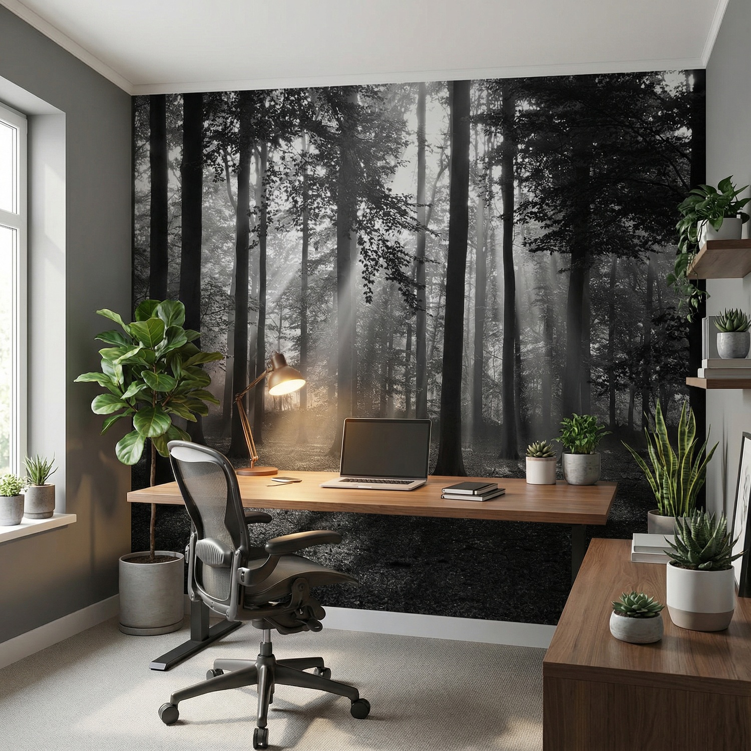 Wall Murals: Forest in black and white