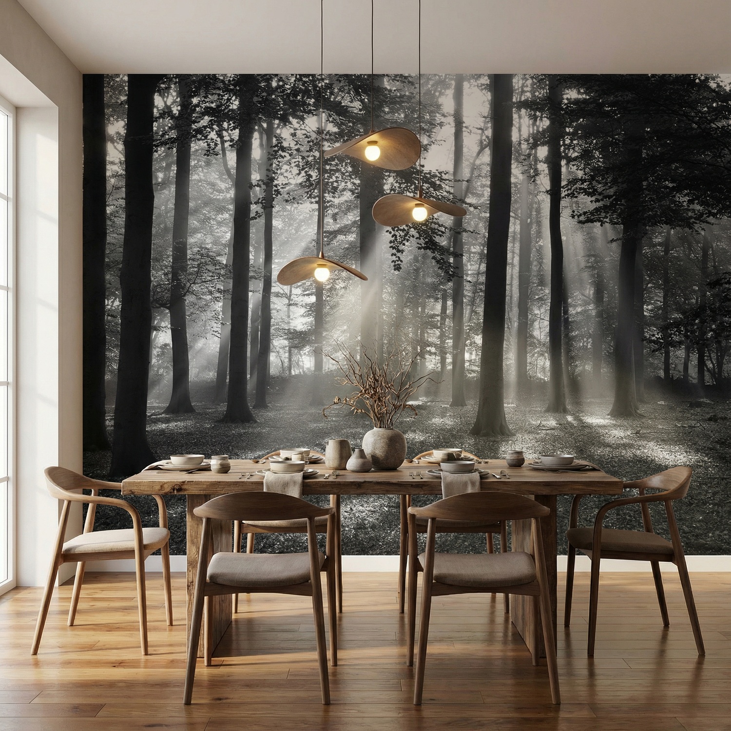 Wall Murals: Forest in black and white