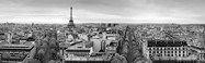 Wall Murals: Panoramic of Paris in black and white 3