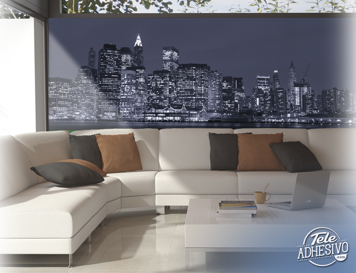 Wall Murals: Panoramic of Manhattan at night