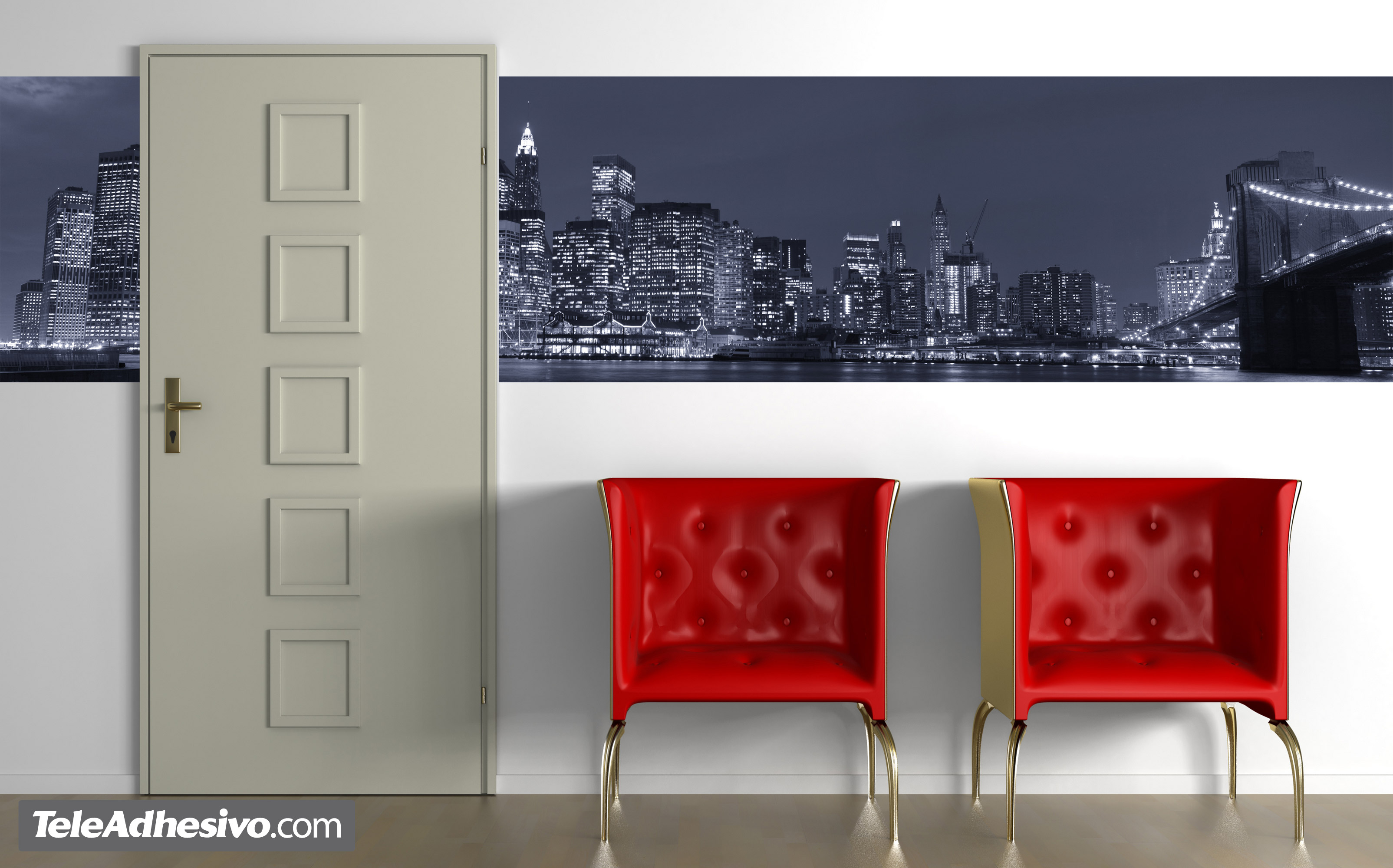 Wall Murals: Panoramic of Manhattan at night