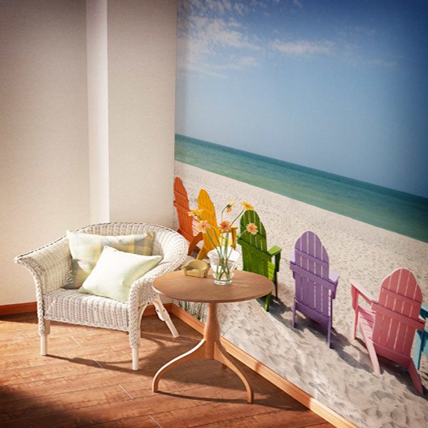 Wall mural Hammocks on the beach