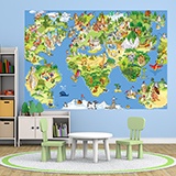 Wall Murals: Animated child world map 3