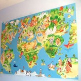 Wall Murals: Animated child world map 4