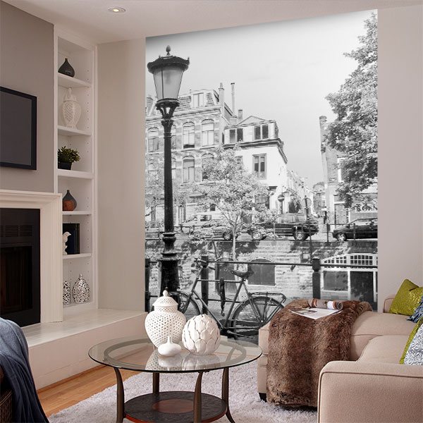Wall Murals: Bicycle and lamppost (black and white)