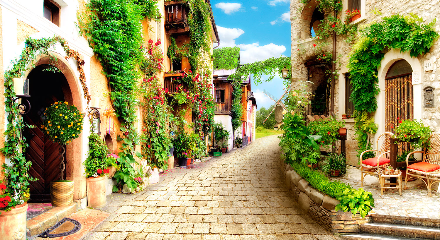 Wall Murals: Street rustic village
