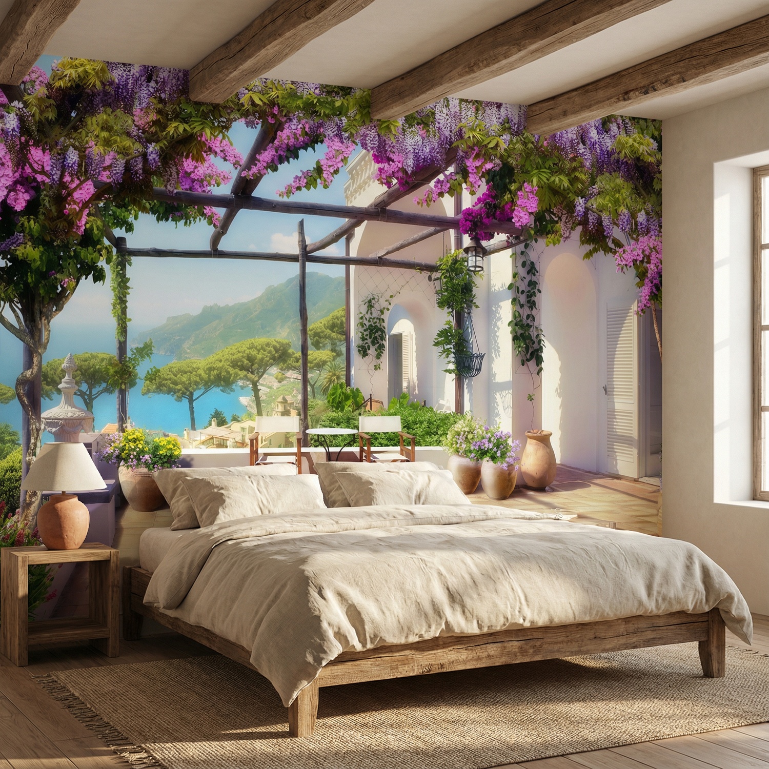 Wall Murals: Mediterranean beachfront terrace