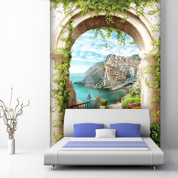 Wall Murals: Arch to Mediterranean village 0