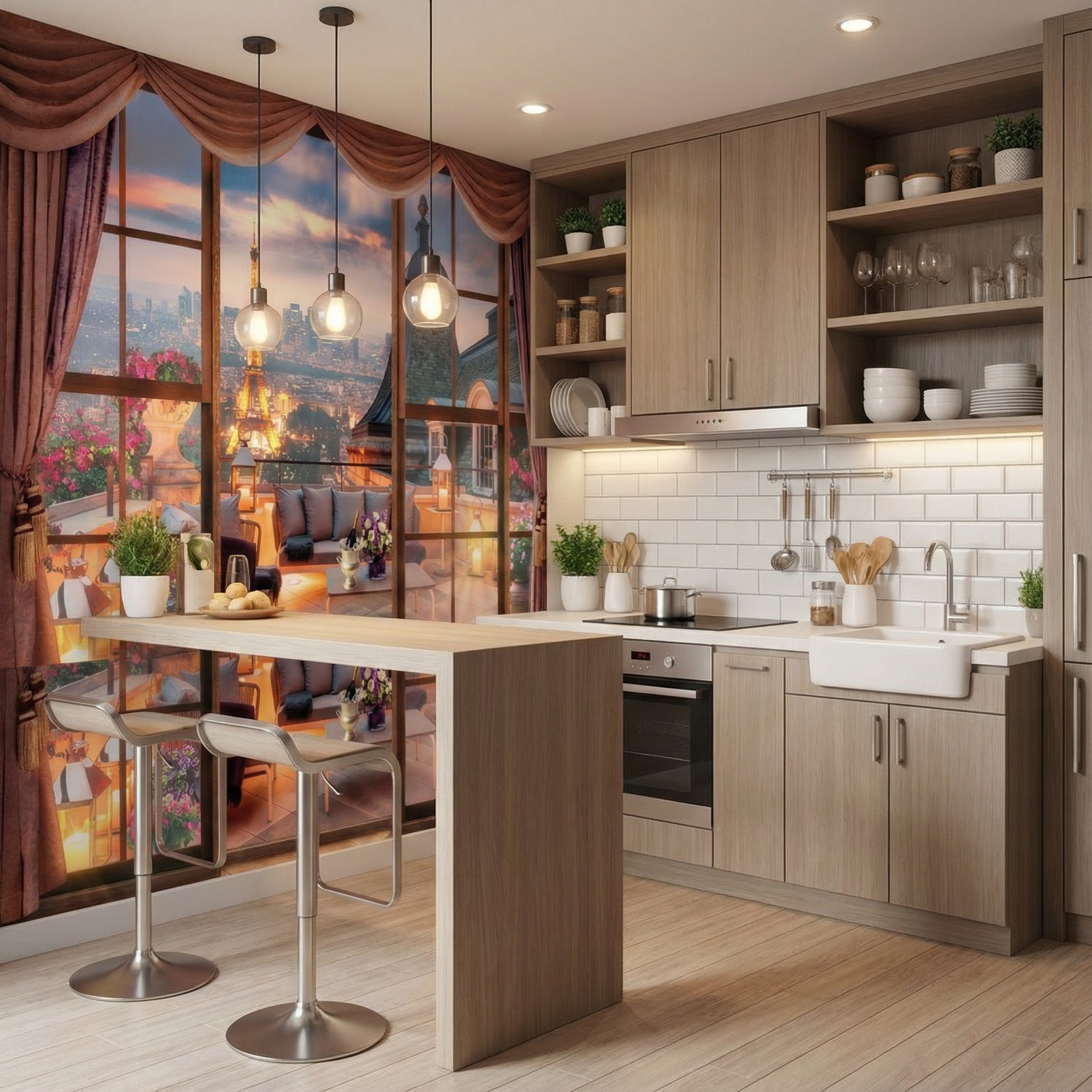 Wall Murals: View of the Eiffel Tower