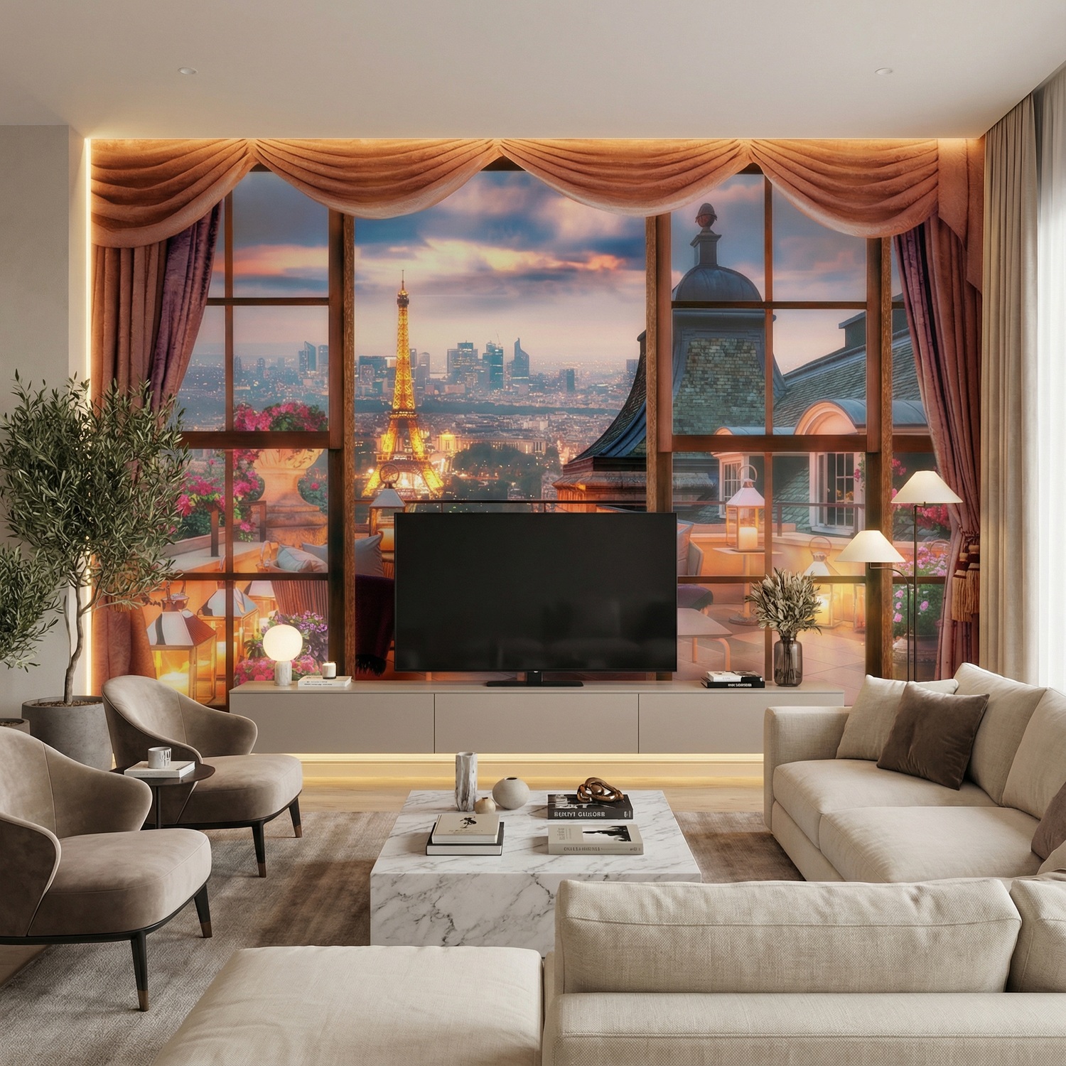 Wall Murals: View of the Eiffel Tower