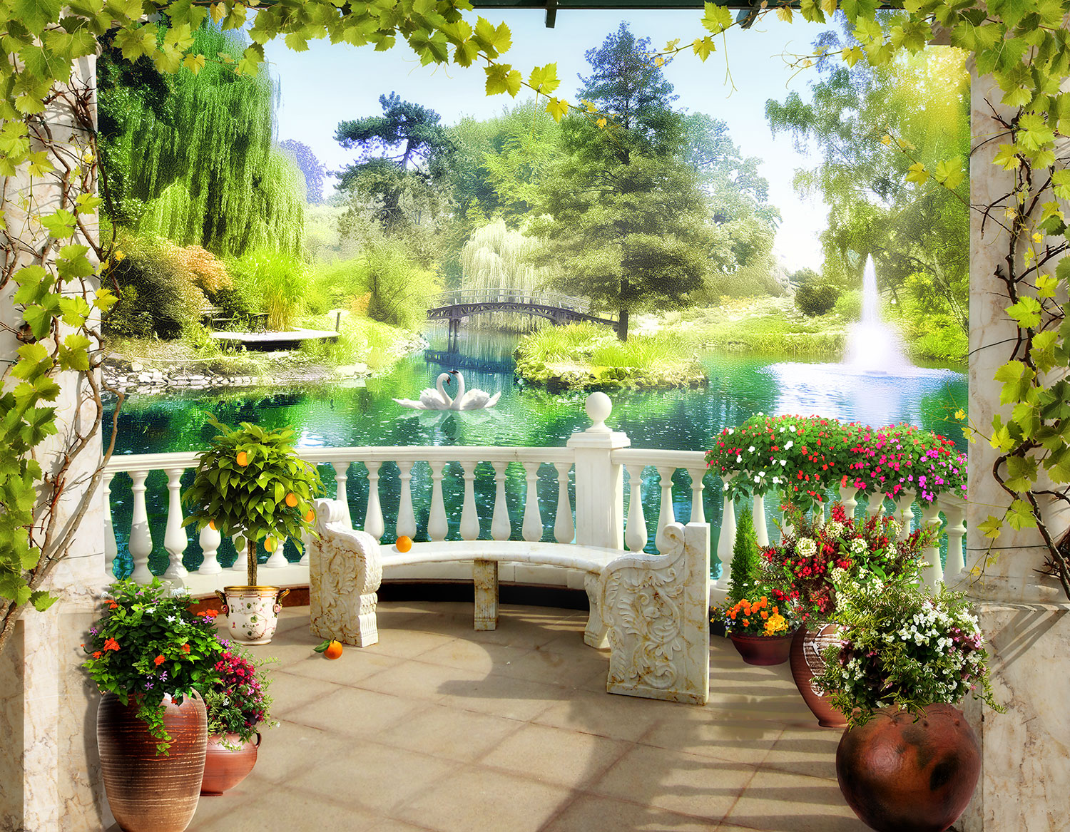 Wall Murals: View of the Lake of love