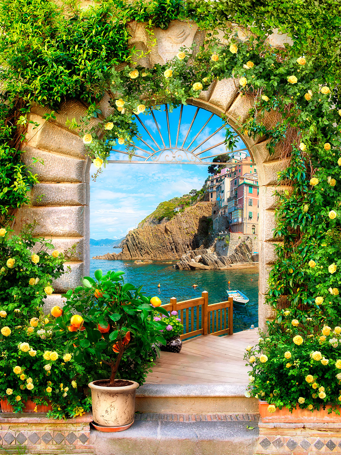 Wall Murals: Arch in mediterranean village