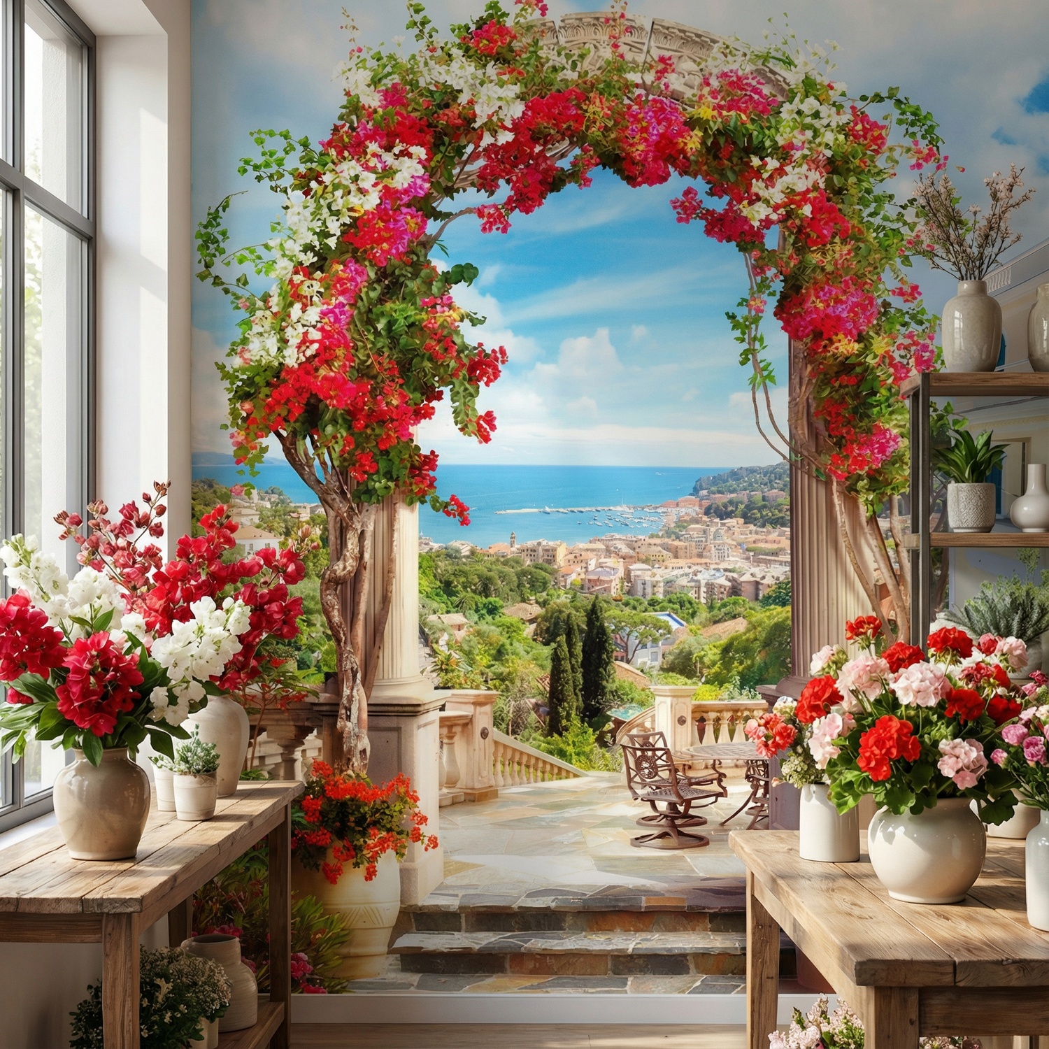 Wall Murals: Floral arch to the coast