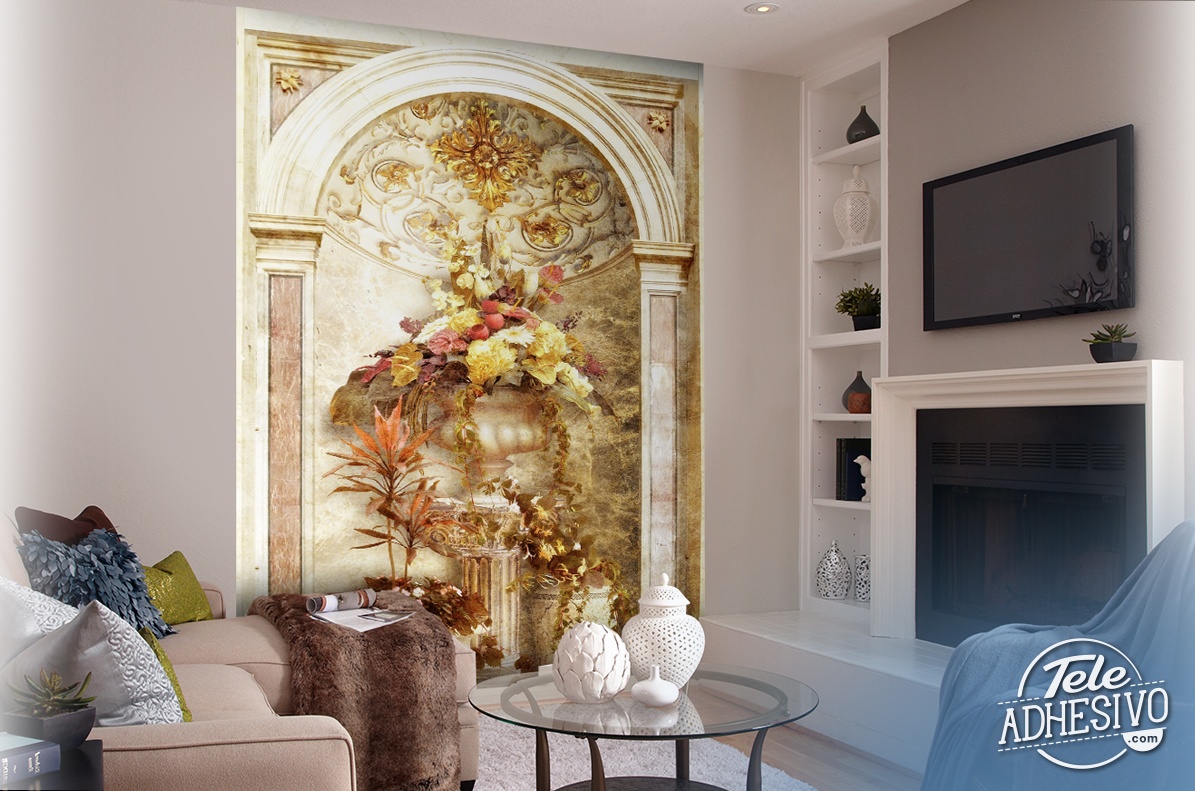 Wall Murals: Arch with flower arrangement