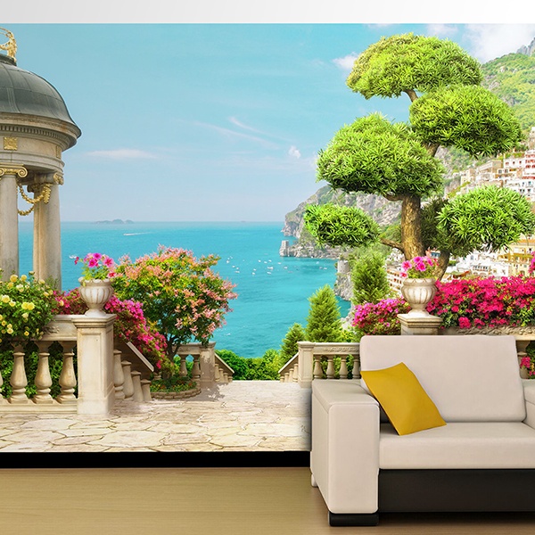 Wall mural Garden with sea views