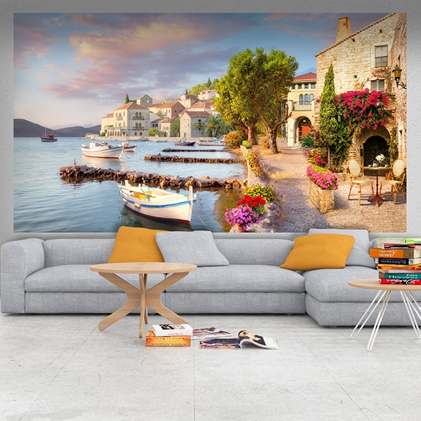 Wall mural Rustic town on the coast