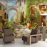 Wall Murals: Rustic village with stone arch 2