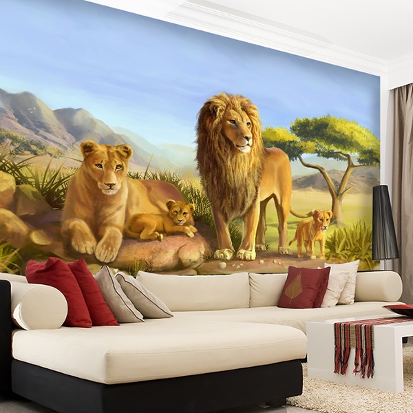Wall Murals: Family lions