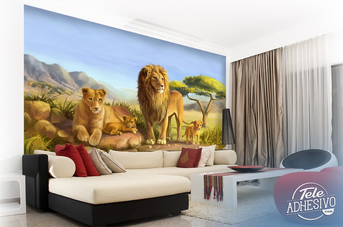 Wall Murals: Family lions