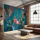 Wall Murals: Flamingos on Turquoise Background 13