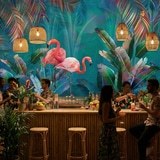 Wall Murals: Flamingos on Turquoise Background 14