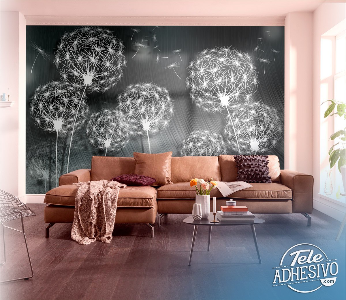 Wall Murals: Dandelions in Black and White