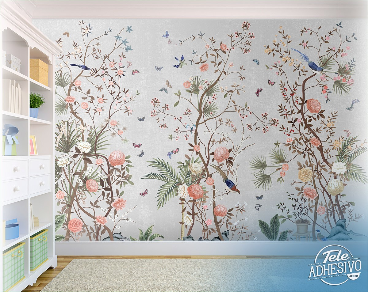 Wall Murals: Birds Singing on the Branches
