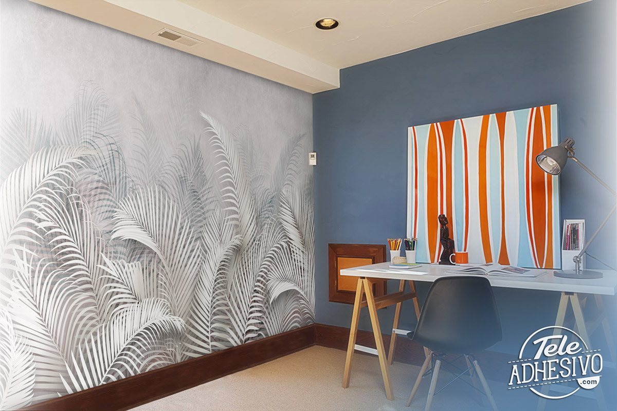 Wall Murals: White Palm Leaves
