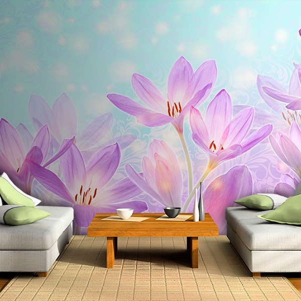 Wall Murals: Painted Violet Flowers