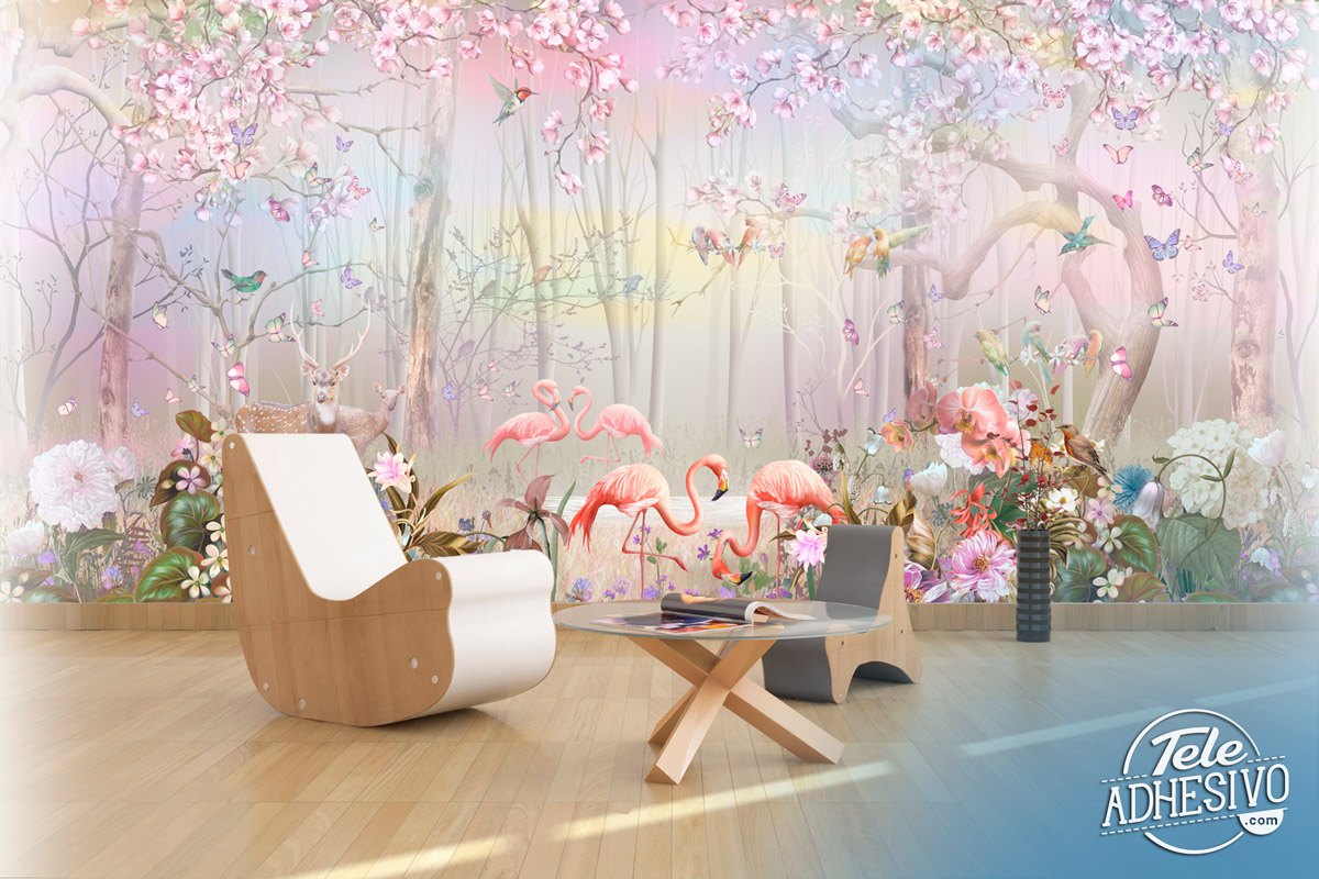 Wall Murals: Flamingo Forest
