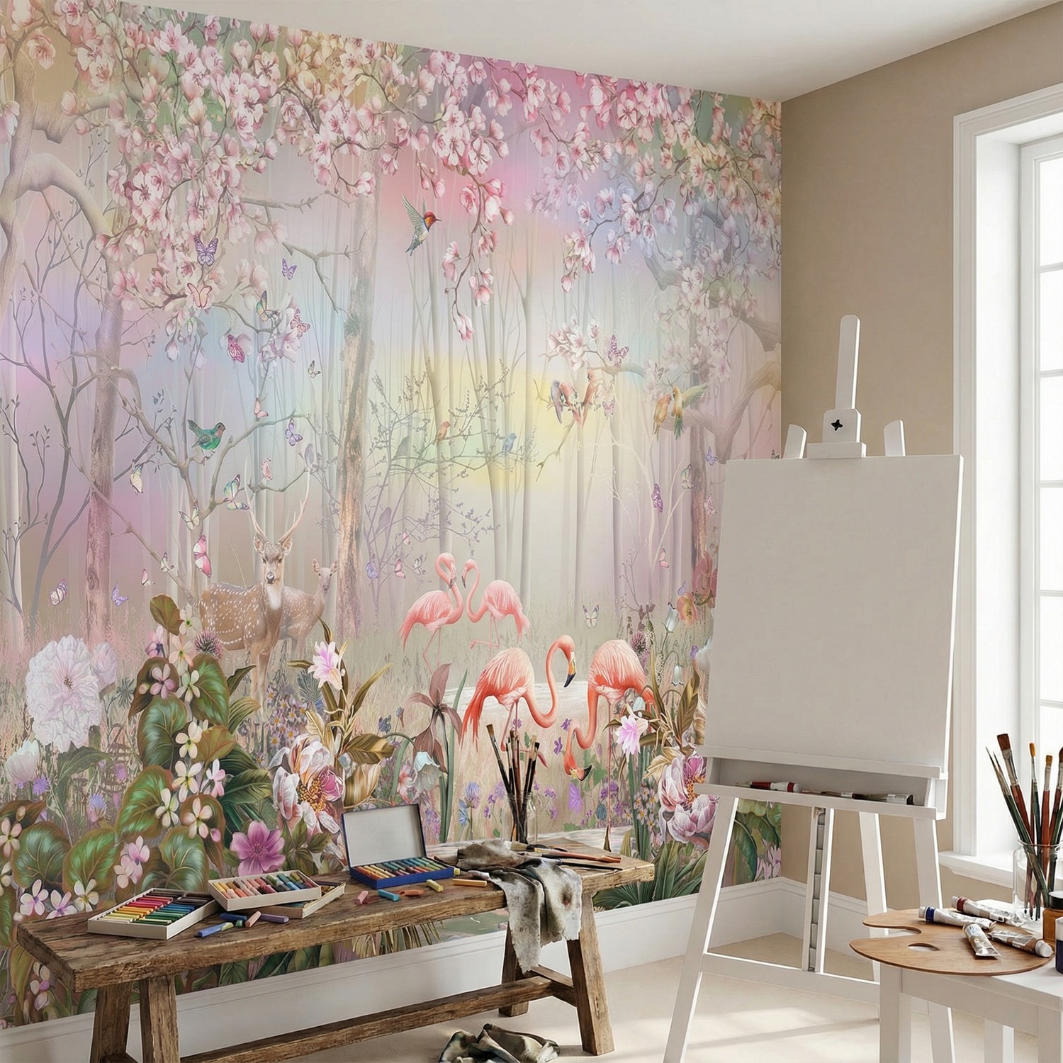 Wall Murals: Flamingo Forest