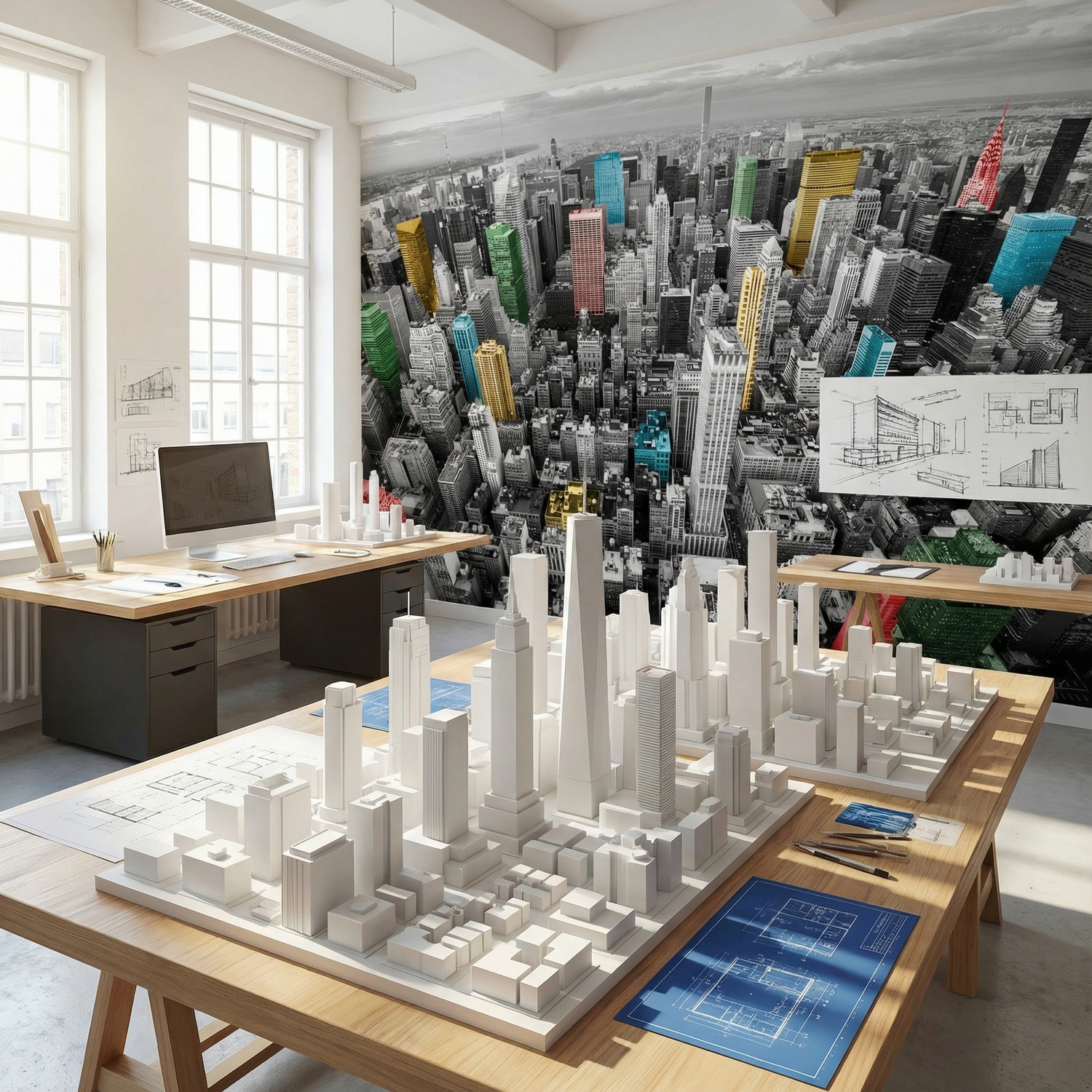 Wall Murals: Colourful Skyscrapers New York