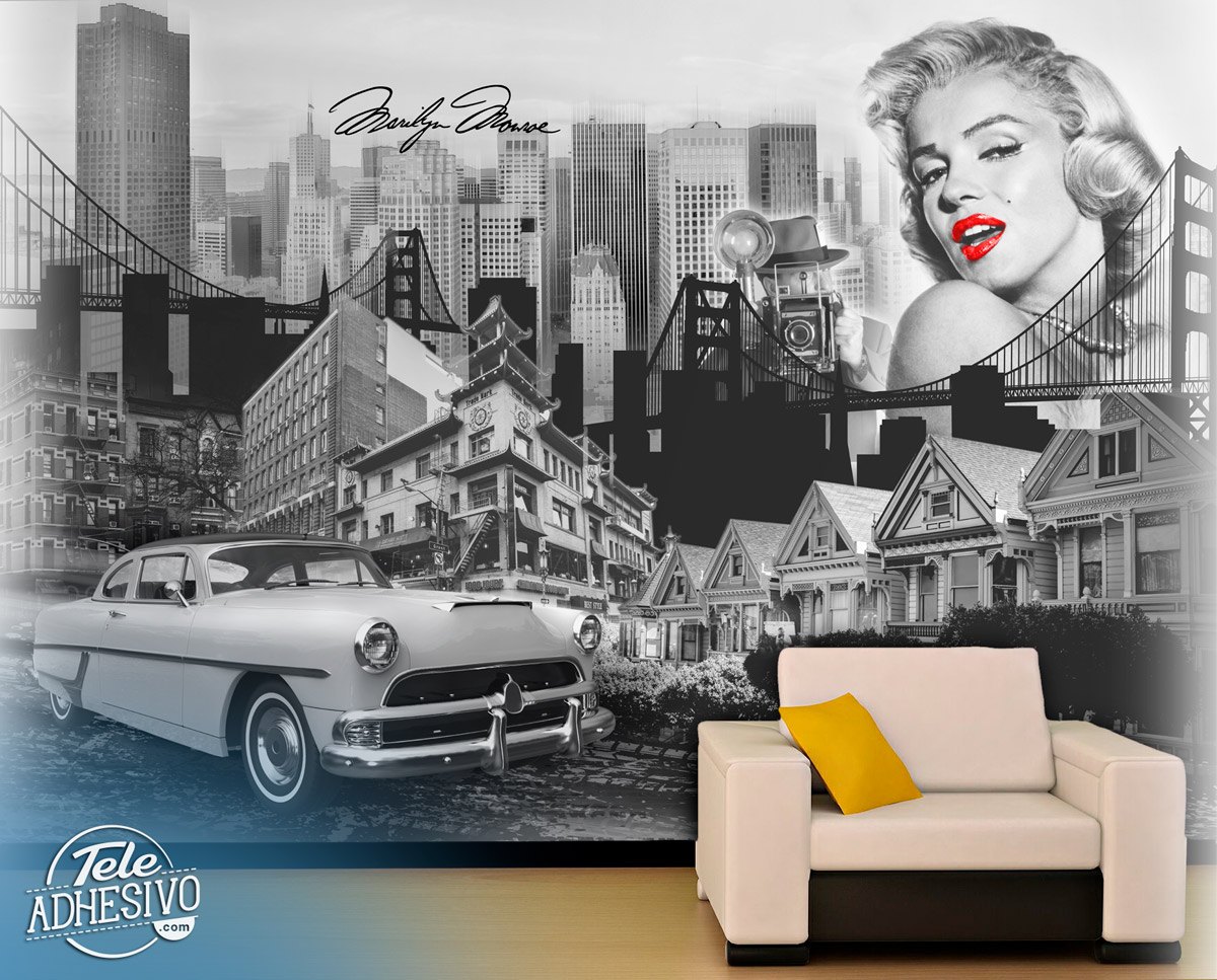 Wall Murals: Marilyn Monroe San Francisco Collage Mural