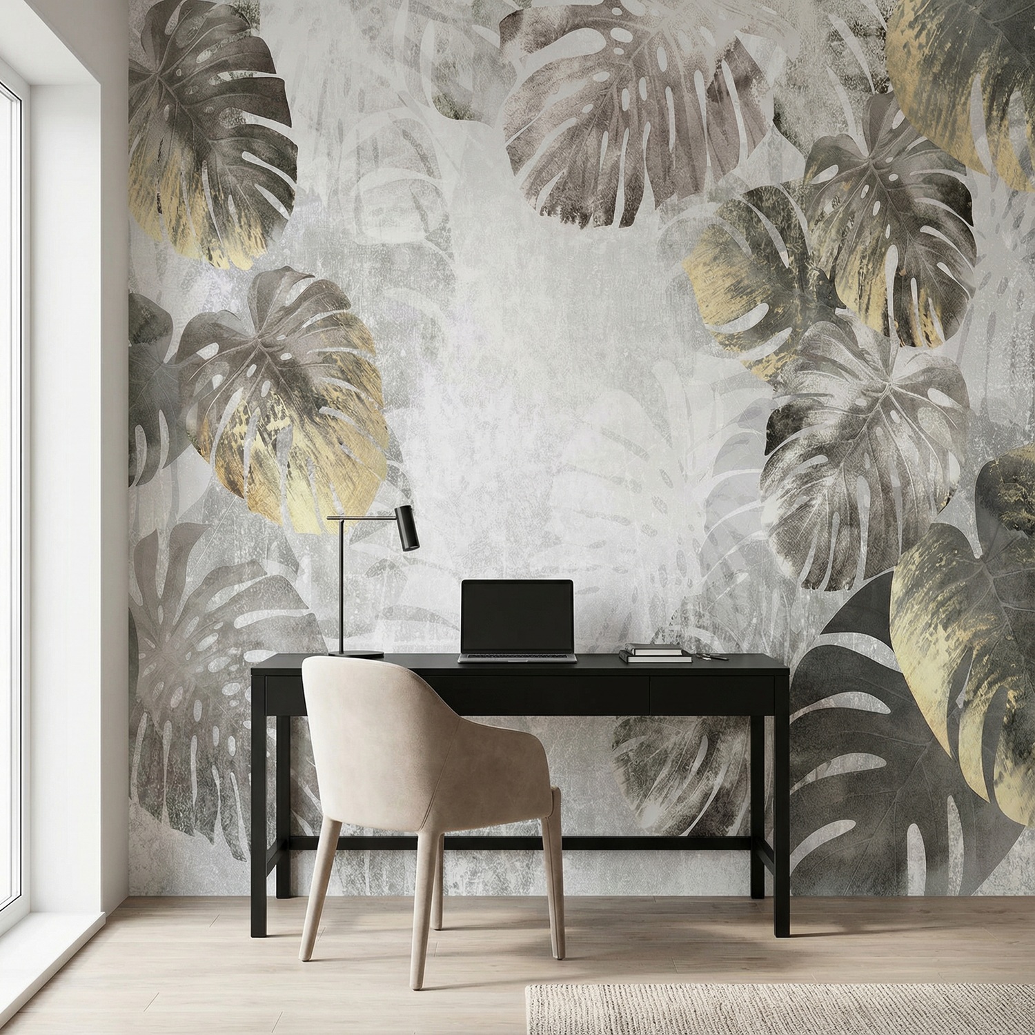 Wall Murals: Grey Palm Leaves