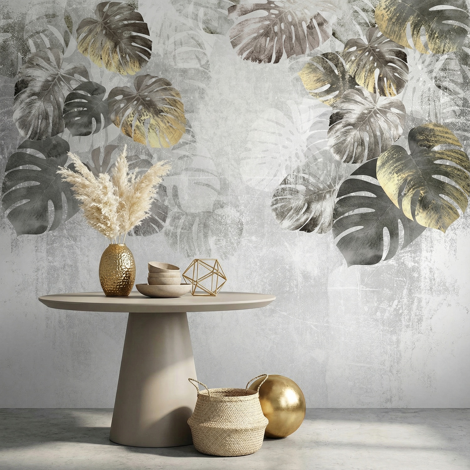 Wall Murals: Grey Palm Leaves