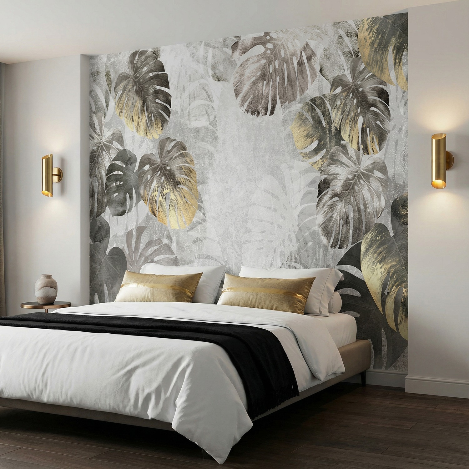 Wall Murals: Grey Palm Leaves