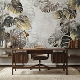 Wall Murals: Grey Palm Leaves 4