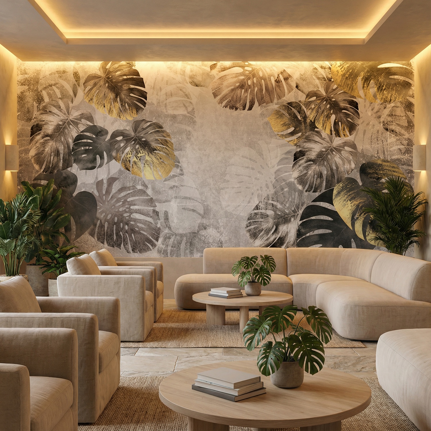 Wall Murals: Grey Palm Leaves