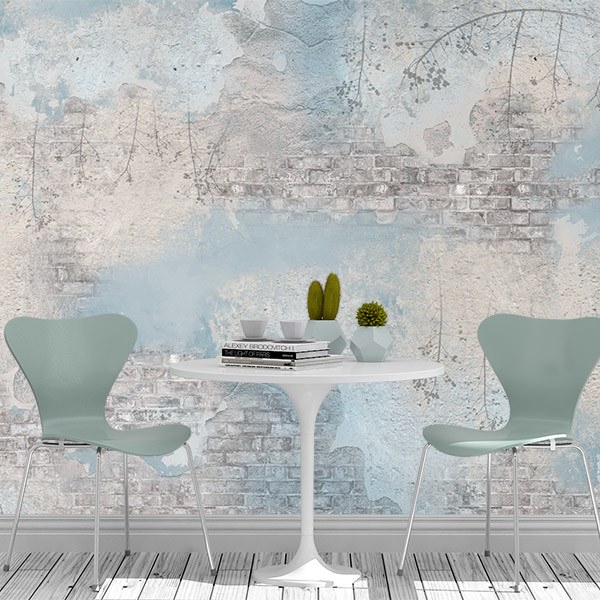 Wall Murals: Worn Wall in Blue 0