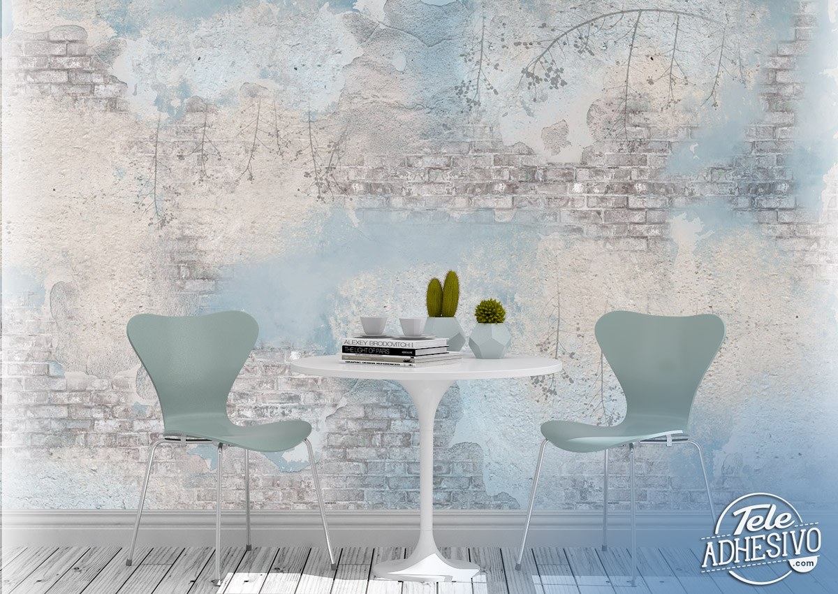 Wall Murals: Worn Wall in Blue