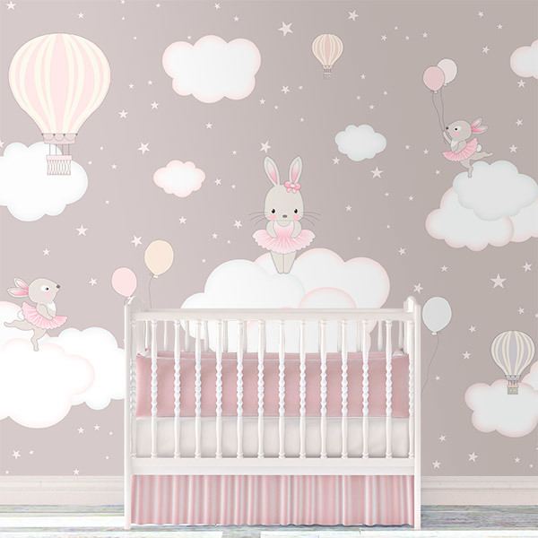 Wall Murals: Bunnies in the Clouds
