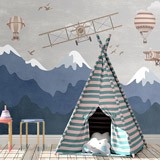 Wall Murals: Airplanes and Balloons between Mountains 2