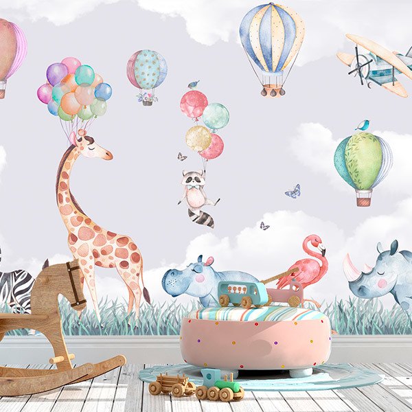 Wall Murals: Animals and Balloons