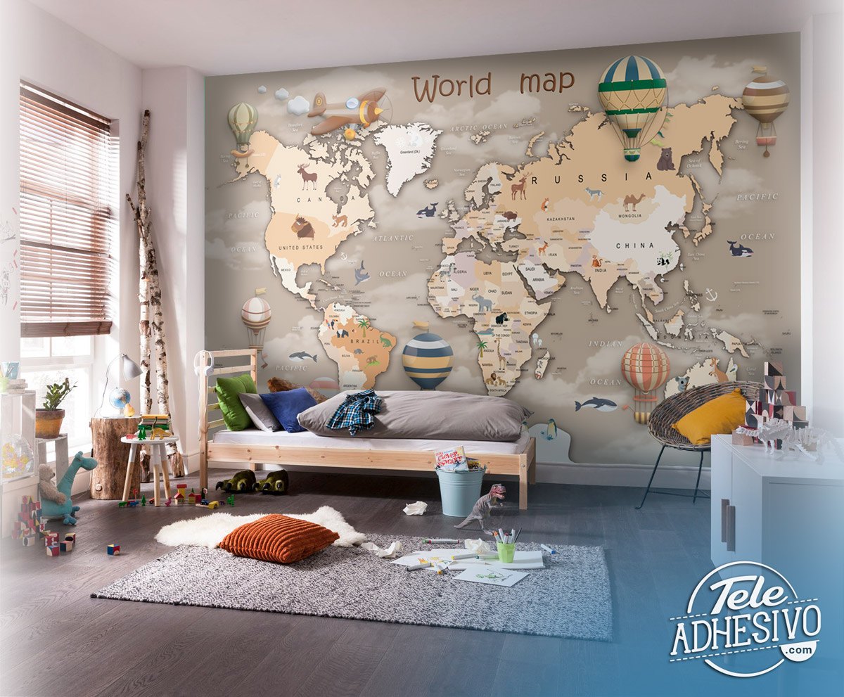 Wall Murals: World Map for Children
