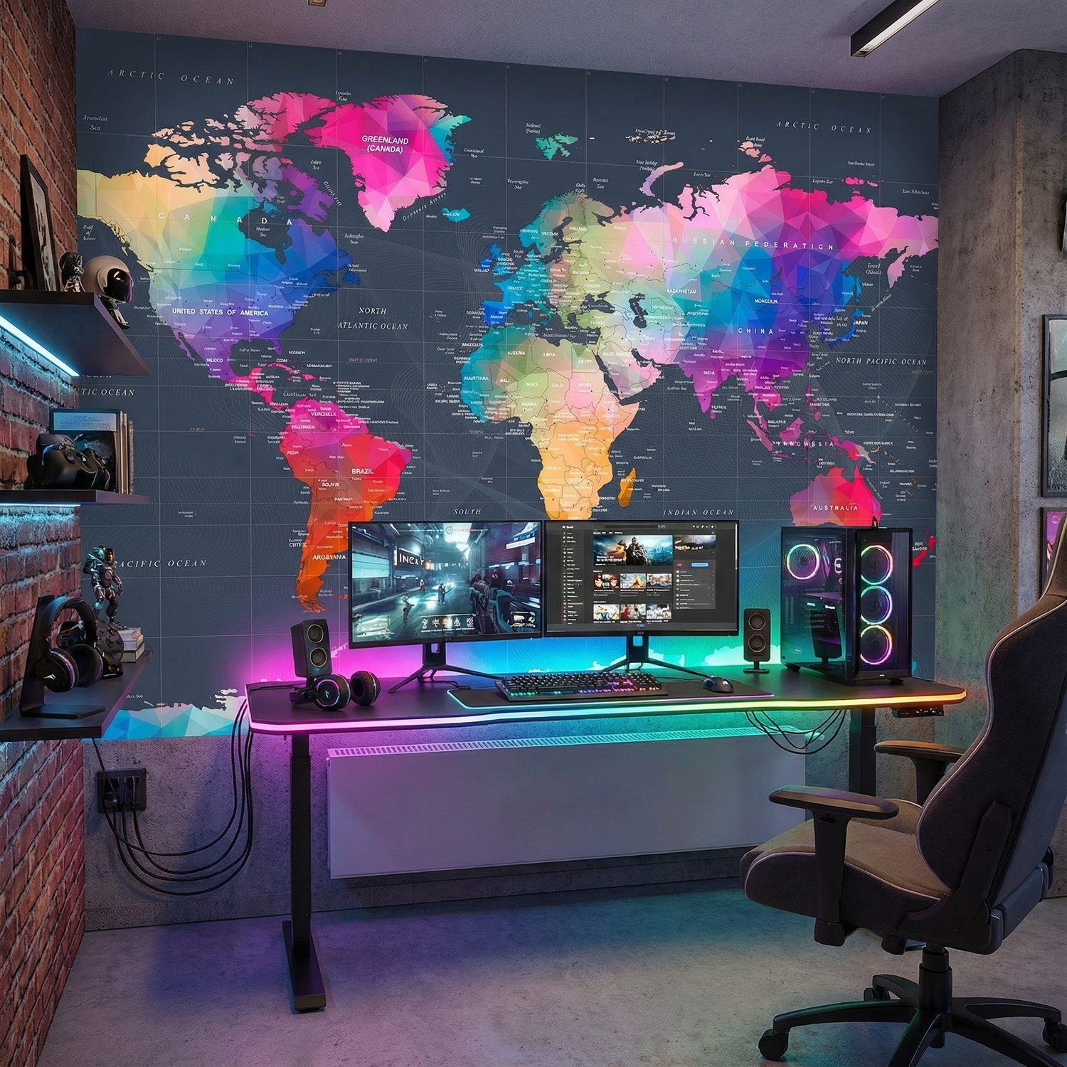 Wall Murals: Origami World Map