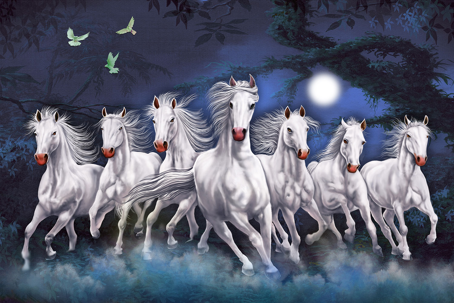 Wall Murals: White Horses in the Night