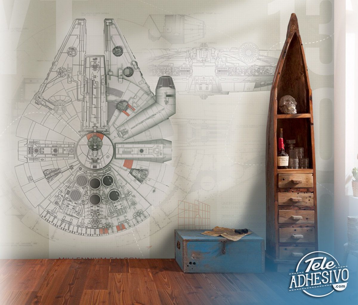 Wall Murals: Millennium Falcon Blueprints