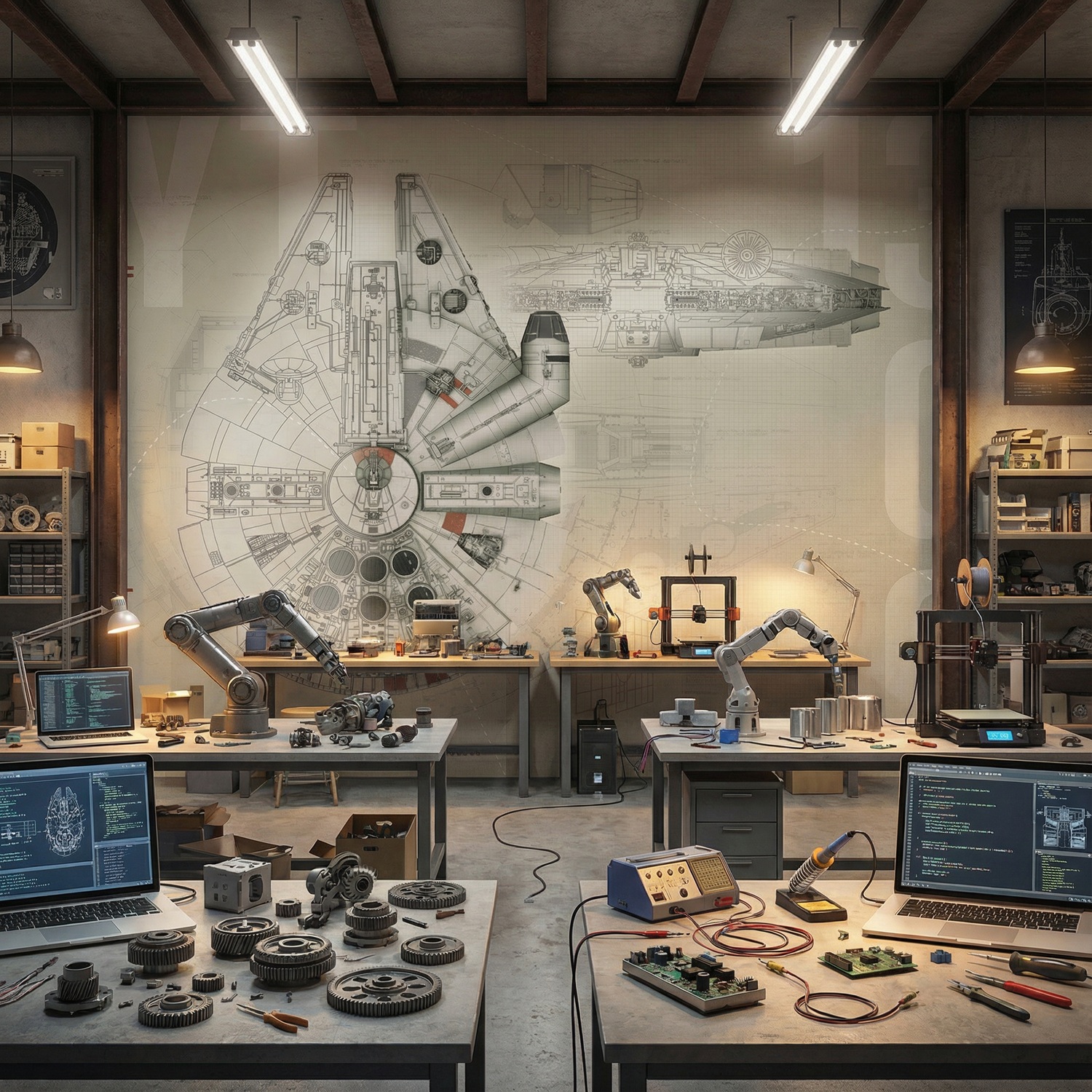Wall Murals: Millennium Falcon Blueprints