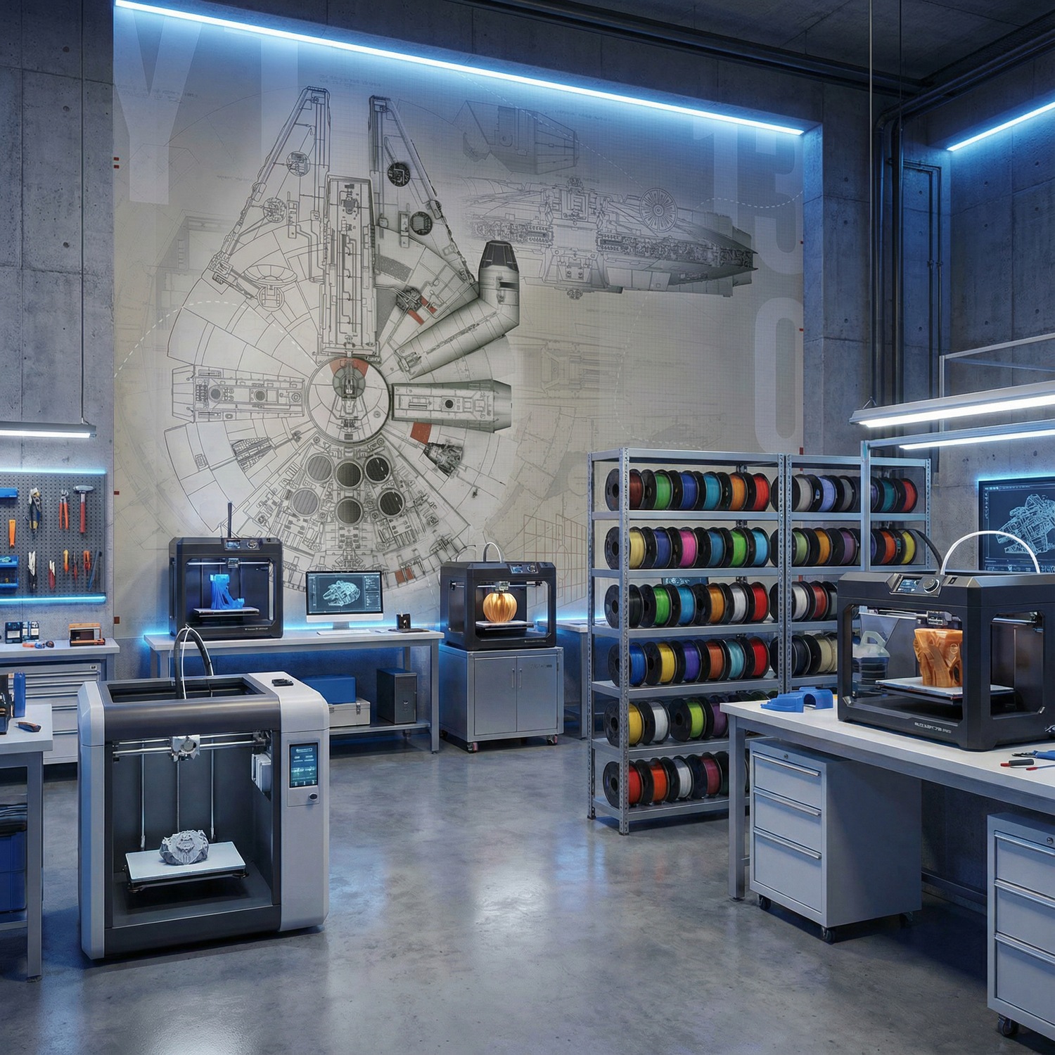 Wall Murals: Millennium Falcon Blueprints