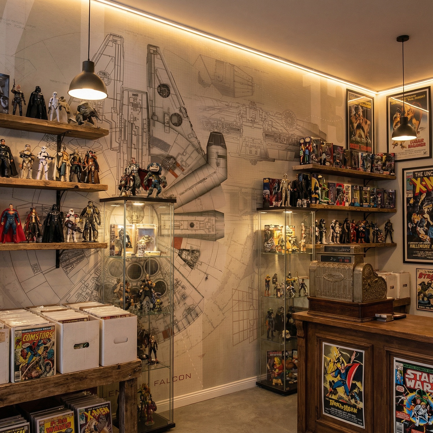 Wall Murals: Millennium Falcon Blueprints